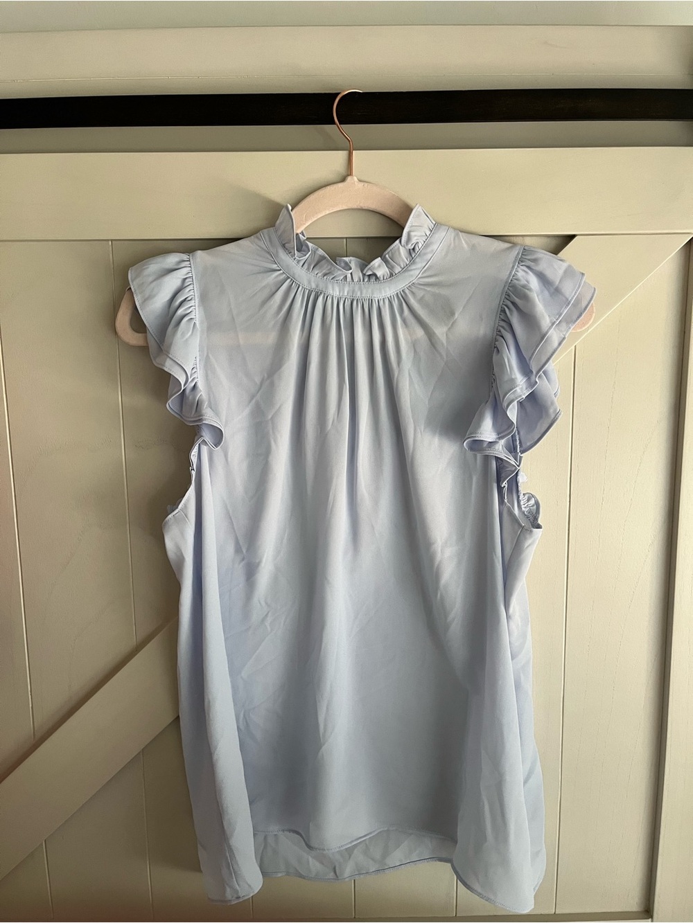Express Light Blue Ruffle Sleeve Blouse